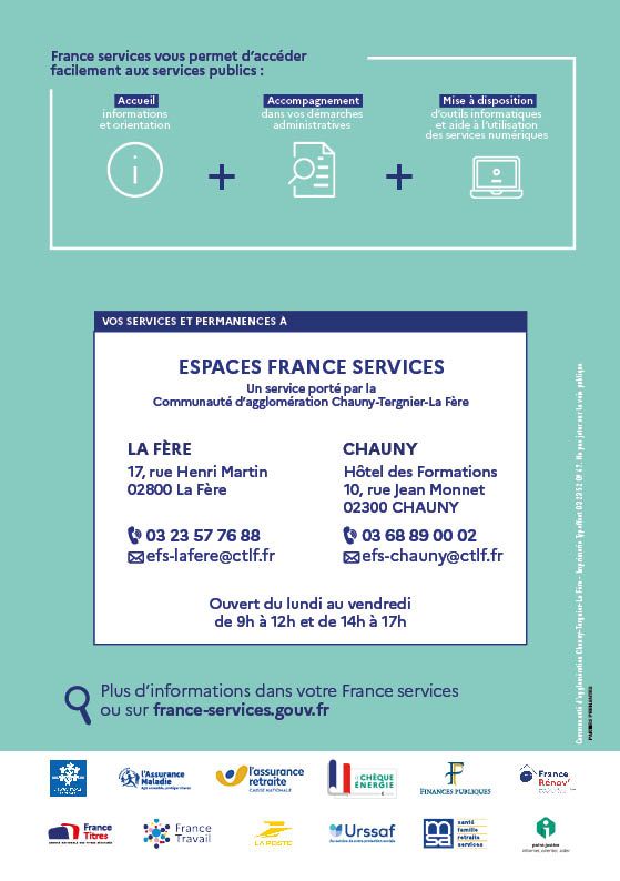 Espaces France services Flyer 2026 - Communauté d'agglomération Chauny Tergnier La Fère