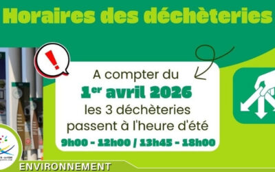 Déchèteries : passage aux horaires d’été à partir du 1er avril 2026