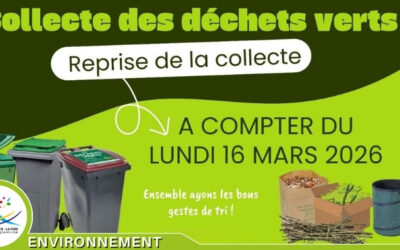 Collecte des déchets verts : reprise à partir du 16 mars 2026
