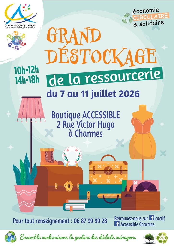 Déstockage de la Ressourcerie - Communauté d'agglomération Chauny Tergnier La Fère Déstockage de la Ressourcerie - Communauté d'agglomération Chauny Tergnier La Fère